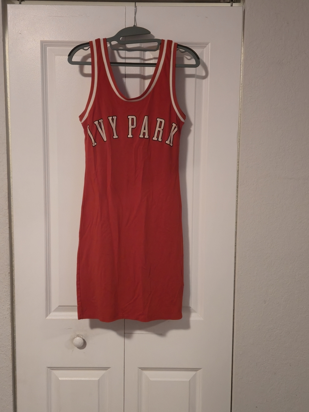 IVY PARK Red Tank Dress with White Logo Trim